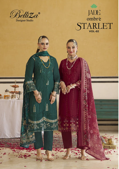 Ombre Starlet 2 Belliza Designer Studio Cotton Lawn Karachi Salwar Suits Wholesale Rate