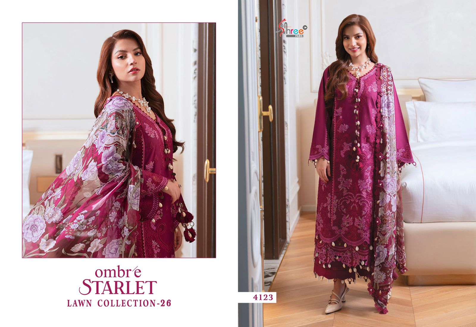 Ombre Starlet Lawn Collection 26 Shree Fabs Cotton Pakistani Salwar Suits Wholesaler Gujarat