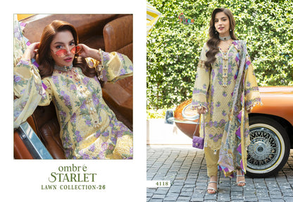 Ombre Starlet Lawn Collection 26 Shree Fabs Cotton Pakistani Salwar Suits Wholesaler Gujarat