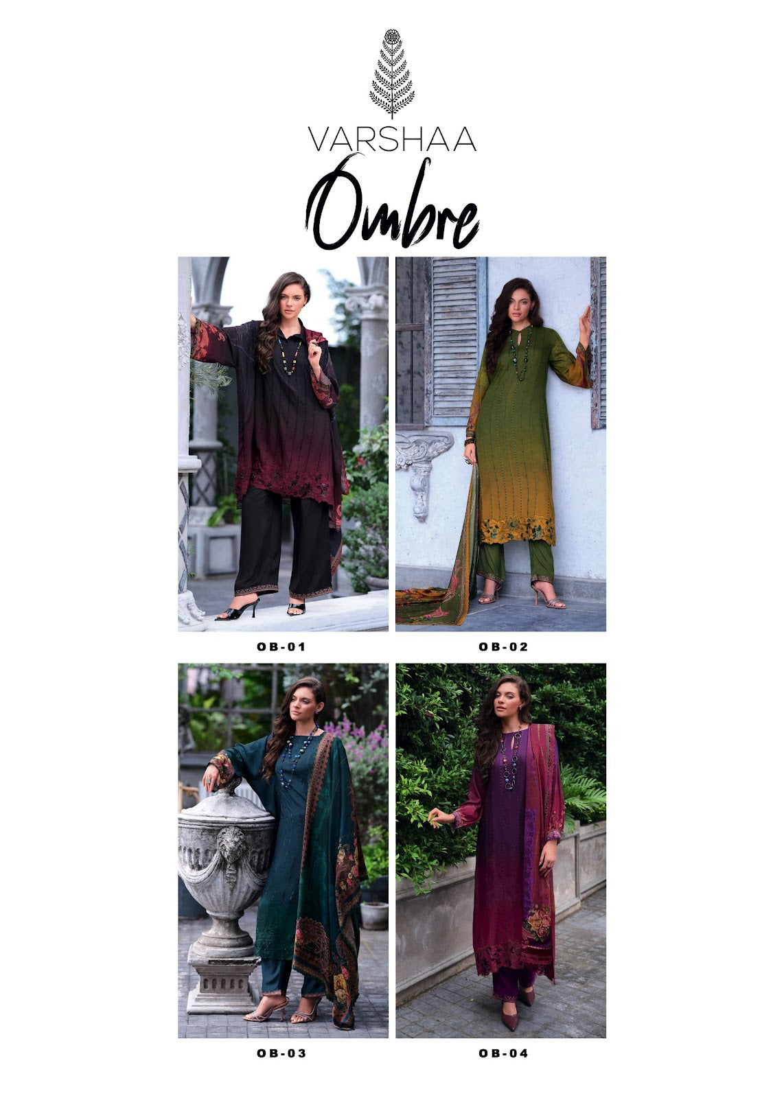 Ombre Varshaa Viscose Muslin Plazzo Style Suits Supplier Gujarat