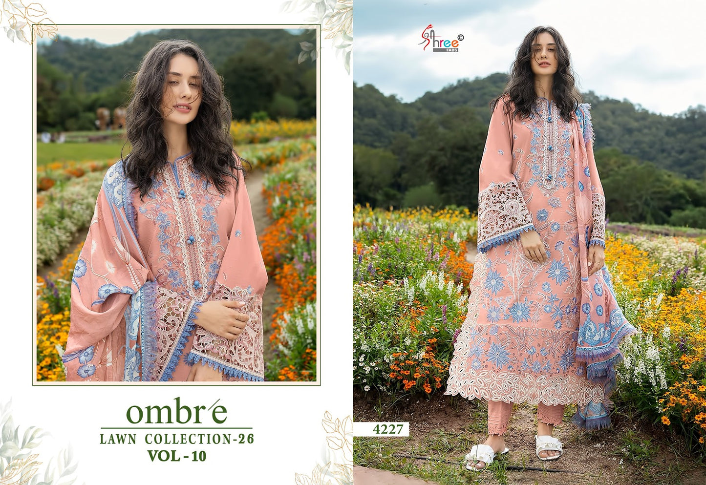 Ombre Vol 10 Lawn Collection 26 Shree Fabs Cotton Pakistani Salwar Suits Wholesale Price