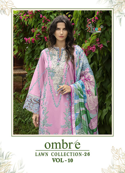 Ombre Vol 10 Lawn Collection 26 Shree Fabs Cotton Pakistani Salwar Suits Wholesale Price