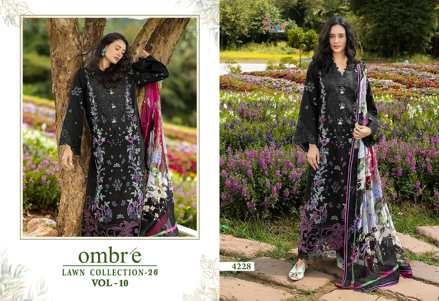 Ombre Vol 10 Lawn Collection 26 Shree Fabs Cotton Pakistani Salwar Suits Wholesale Price