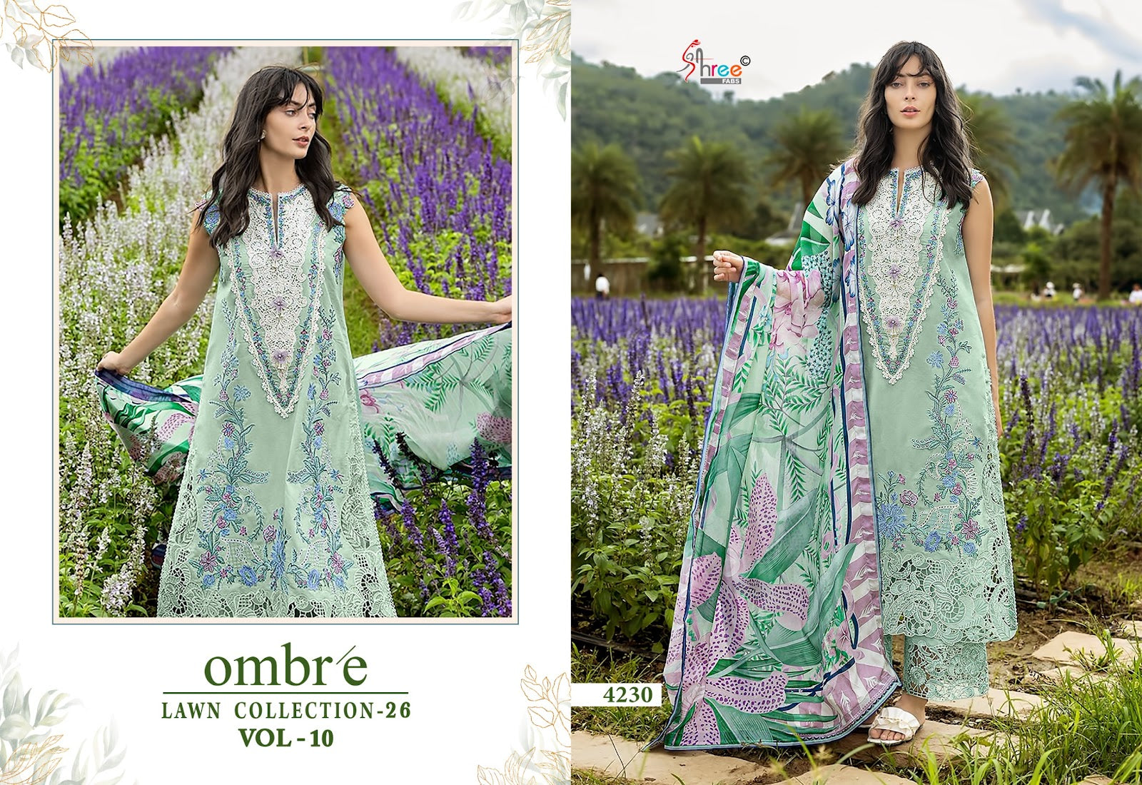 Ombre Vol 10 Lawn Collection 26 Shree Fabs Cotton Pakistani Salwar Suits Wholesale Price