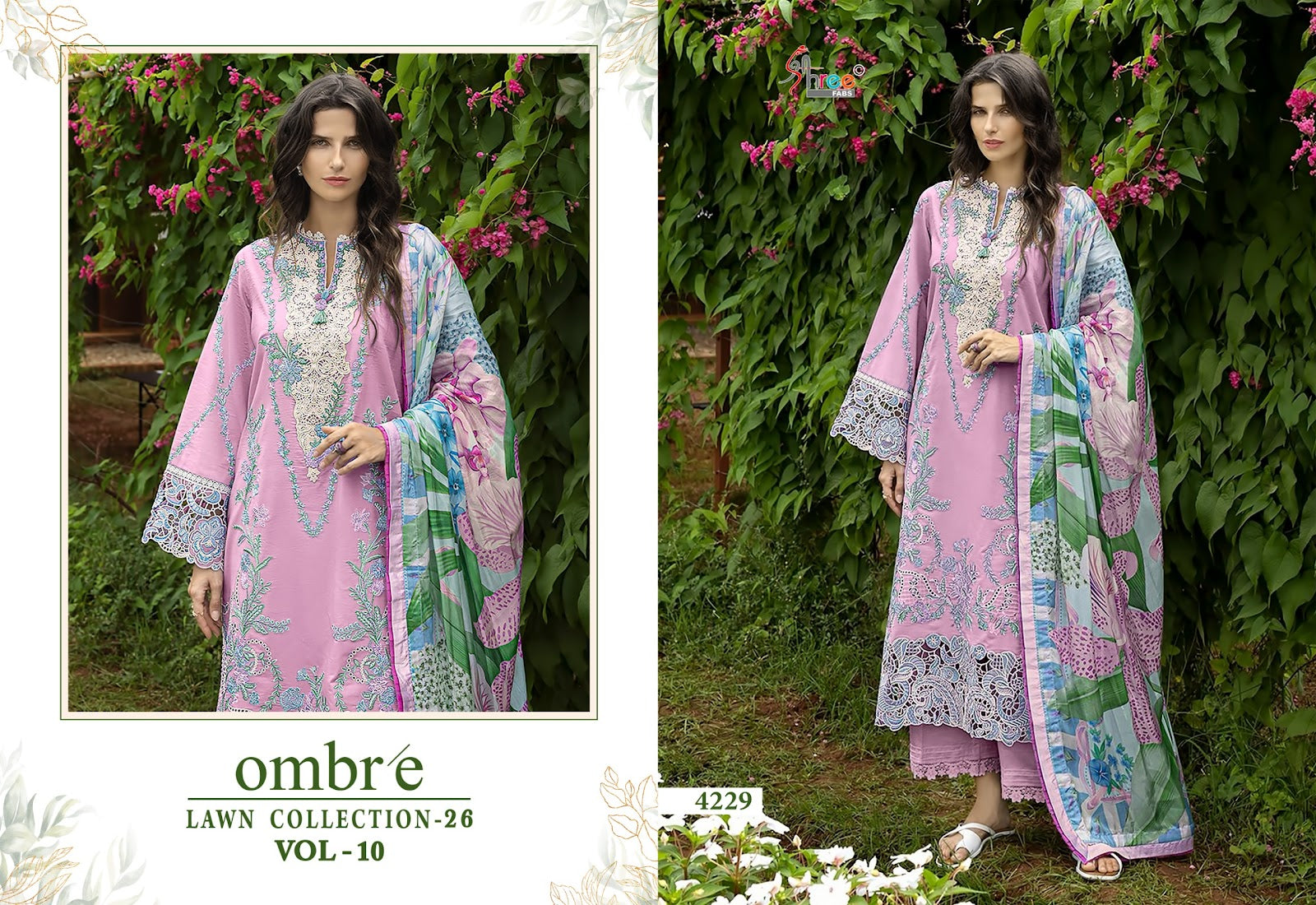 Ombre Vol 10 Lawn Collection 26 Shree Fabs Cotton Pakistani Salwar Suits Wholesale Price