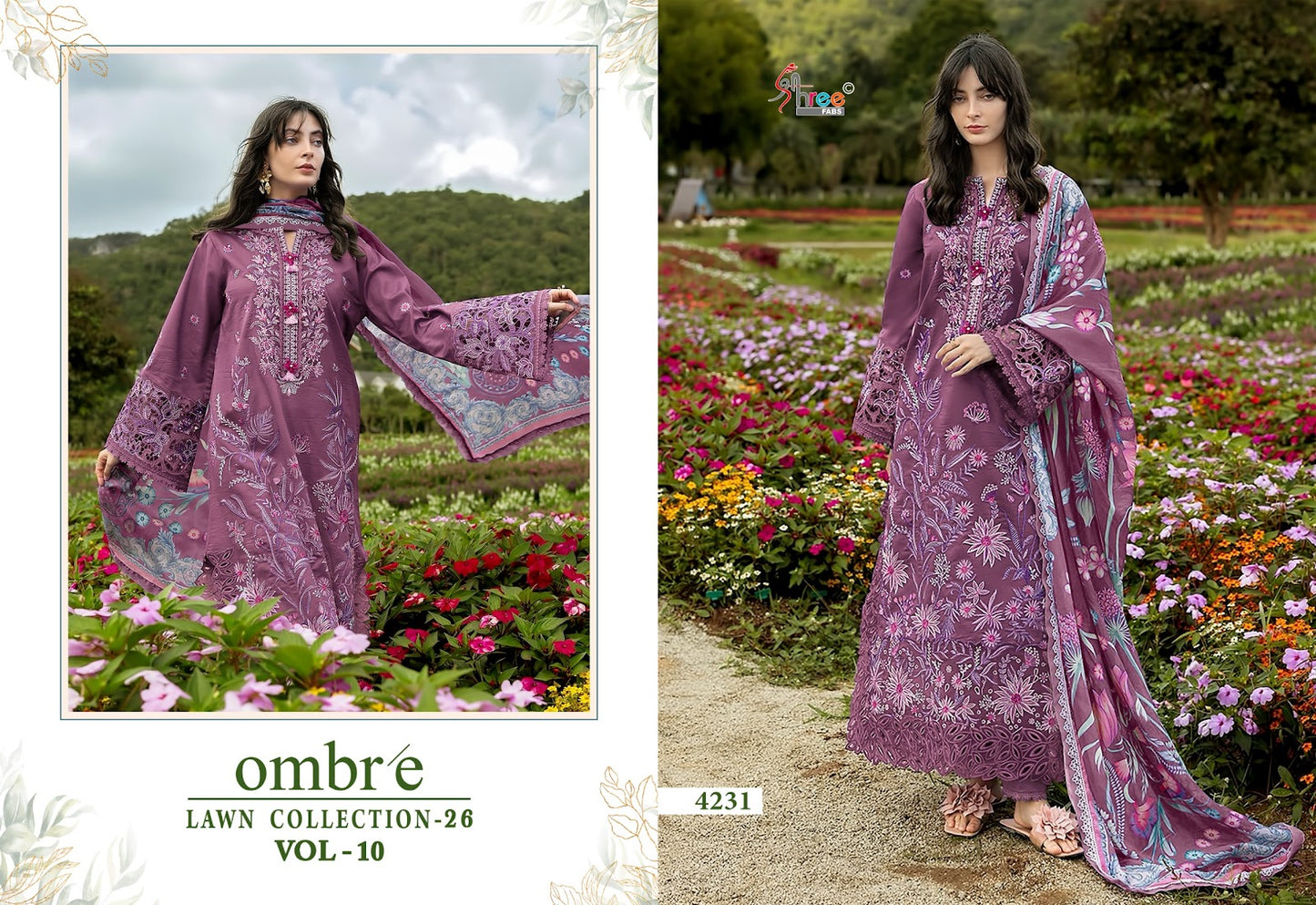 Ombre Vol 10 Lawn Collection 26 Shree Fabs Cotton Pakistani Salwar Suits Wholesale Price