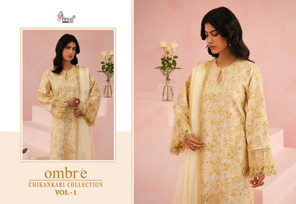 Ombre Vol 1 Chikankari Collection Shree Fabs Cotton Pakistani Patch Work Suits Supplier Ahmedabad