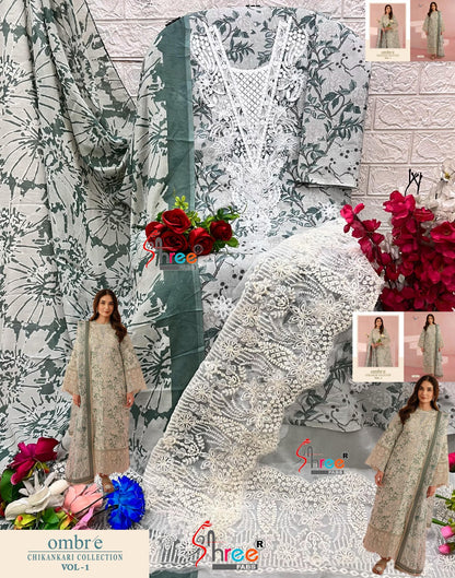 Ombre Vol 1 Chikankari Collection Shree Fabs Cotton Pakistani Patch Work Suits Supplier Ahmedabad