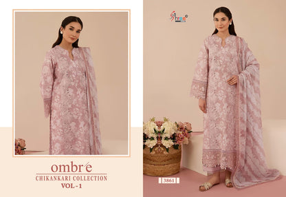 Ombre Vol 1 Chikankari Collection Shree Fabs Cotton Pakistani Patch Work Suits Supplier Ahmedabad