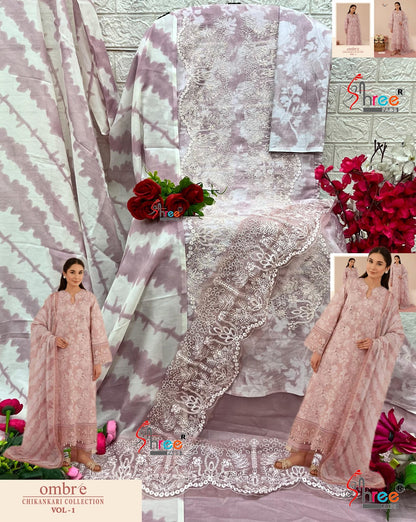 Ombre Vol 1 Chikankari Collection Shree Fabs Cotton Pakistani Patch Work Suits Supplier Ahmedabad
