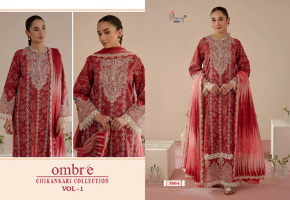 Ombre Vol 1 Chikankari Collection Shree Fabs Cotton Pakistani Patch Work Suits Supplier Ahmedabad