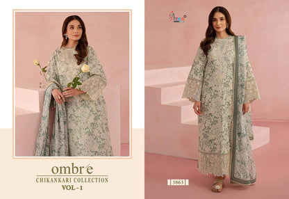 Ombre Vol 1 Chikankari Collection Shree Fabs Cotton Pakistani Patch Work Suits Supplier Ahmedabad