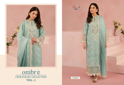 Ombre Vol 1 Chikankari Collection Shree Fabs Cotton Pakistani Patch Work Suits Supplier Ahmedabad