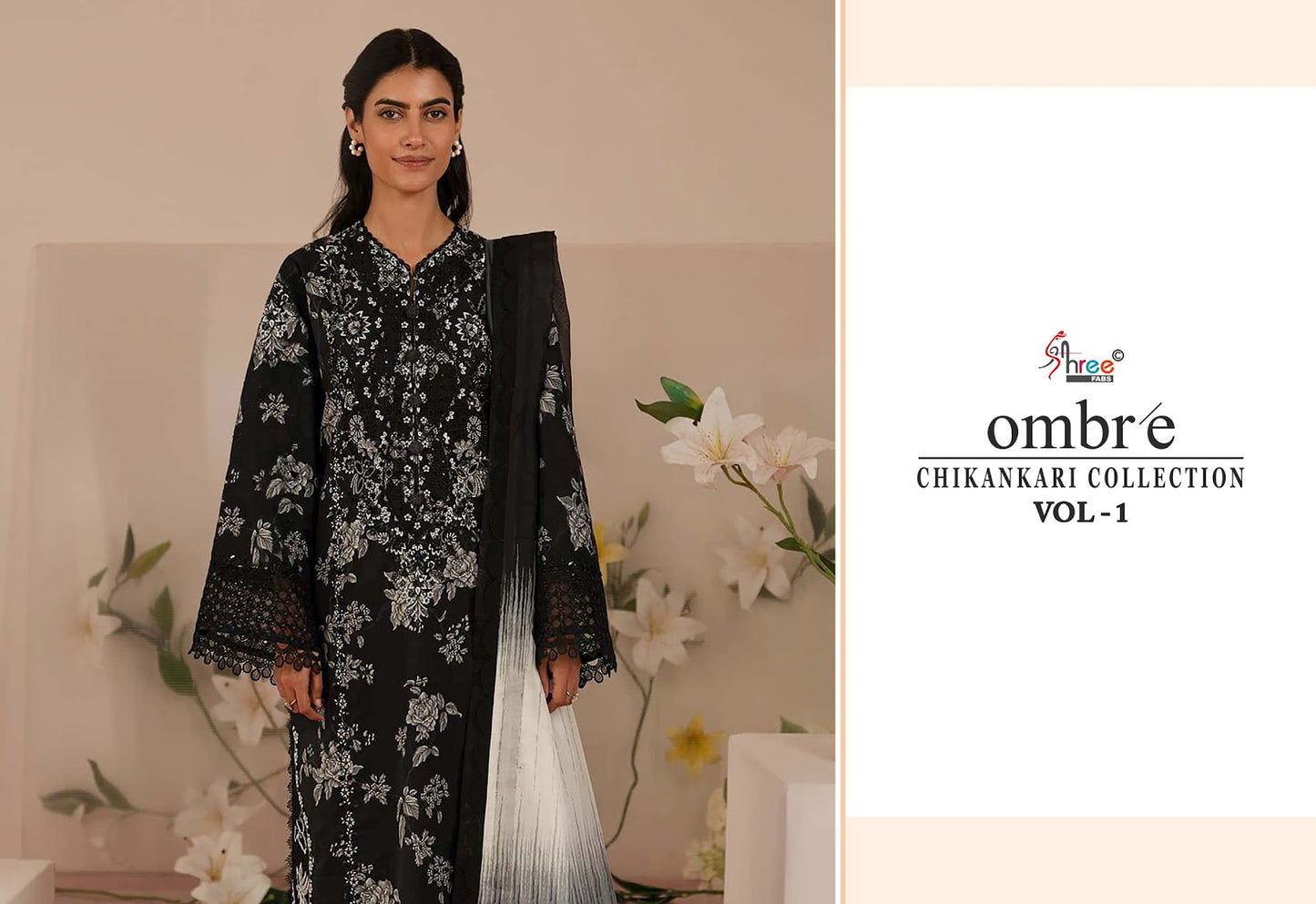 Ombre Vol 1 Chikankari Collection Shree Fabs Cotton Pakistani Patch Work Suits Supplier Ahmedabad