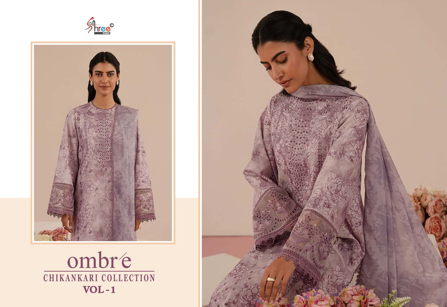 Ombre Vol 1 Chikankari Collection Shree Fabs Cotton Pakistani Patch Work Suits Supplier Ahmedabad