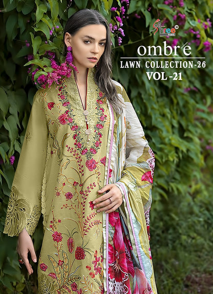 Ombre Vol 21 Lawn Collection 26 Shree Fabs Cotton Pakistani Salwar Suits Wholesale Rate