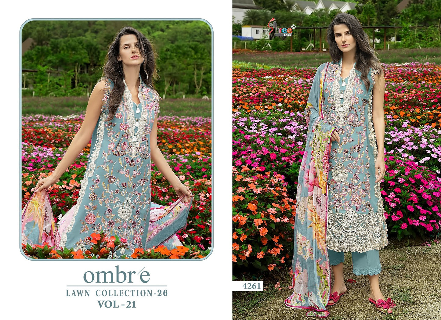 Ombre Vol 21 Lawn Collection 26 Shree Fabs Cotton Pakistani Salwar Suits Wholesale Rate