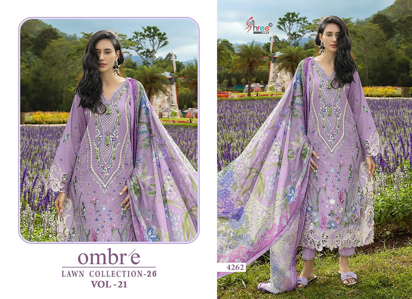 Ombre Vol 21 Lawn Collection 26 Shree Fabs Cotton Pakistani Salwar Suits Wholesale Rate