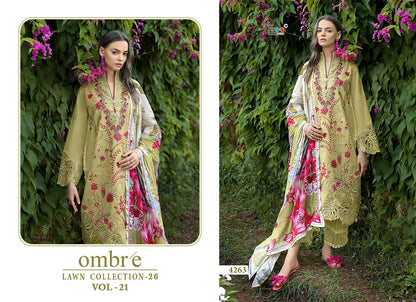 Ombre Vol 21 Lawn Collection 26 Shree Fabs Cotton Pakistani Salwar Suits Wholesale Rate
