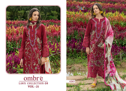Ombre Vol 21 Lawn Collection 26 Shree Fabs Cotton Pakistani Salwar Suits Wholesale Rate