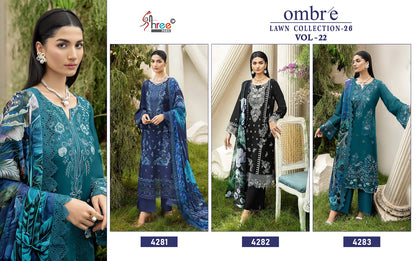 Ombre Vol 22 Lawn Collection 26 Shree Fabs Cotton Pakistani Salwar Suits Supplier Gujarat