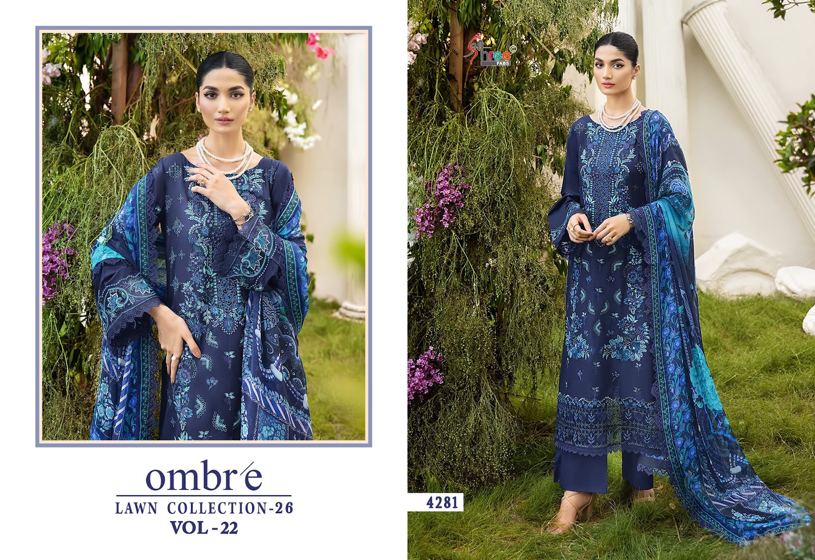 Ombre Vol 22 Lawn Collection 26 Shree Fabs Cotton Pakistani Salwar Suits Supplier Gujarat