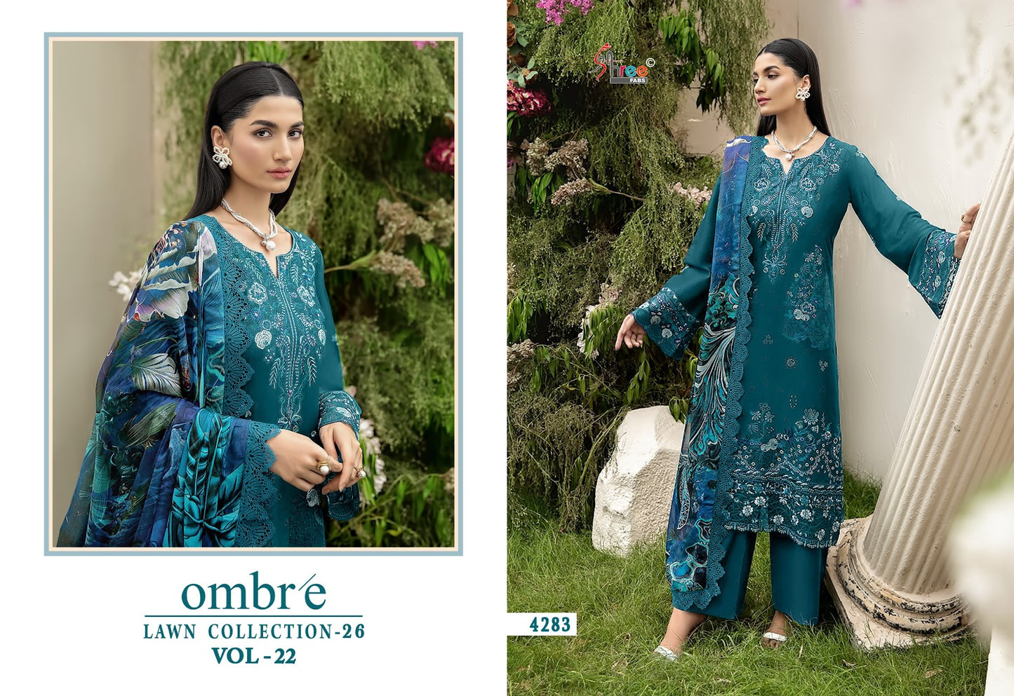 Ombre Vol 22 Lawn Collection 26 Shree Fabs Cotton Pakistani Salwar Suits Supplier Gujarat
