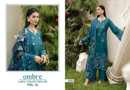 Ombre Vol 22 Lawn Collection 26 Shree Fabs Cotton Pakistani Salwar Suits Supplier Gujarat
