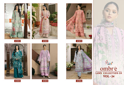 Ombre Vol 24 Lawn Collection 26 Shree Fabs Cotton Pakistani Salwar Suits Supplier Ahmedabad