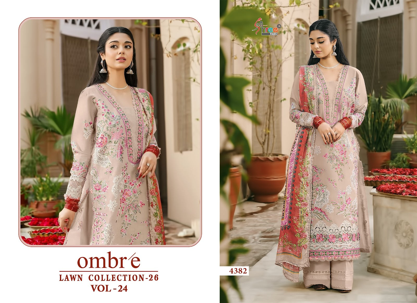 Ombre Vol 24 Lawn Collection 26 Shree Fabs Cotton Pakistani Salwar Suits Supplier Ahmedabad