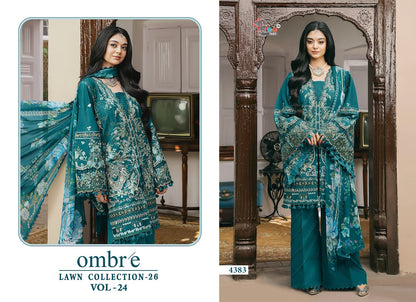Ombre Vol 24 Lawn Collection 26 Shree Fabs Cotton Pakistani Salwar Suits Supplier Ahmedabad