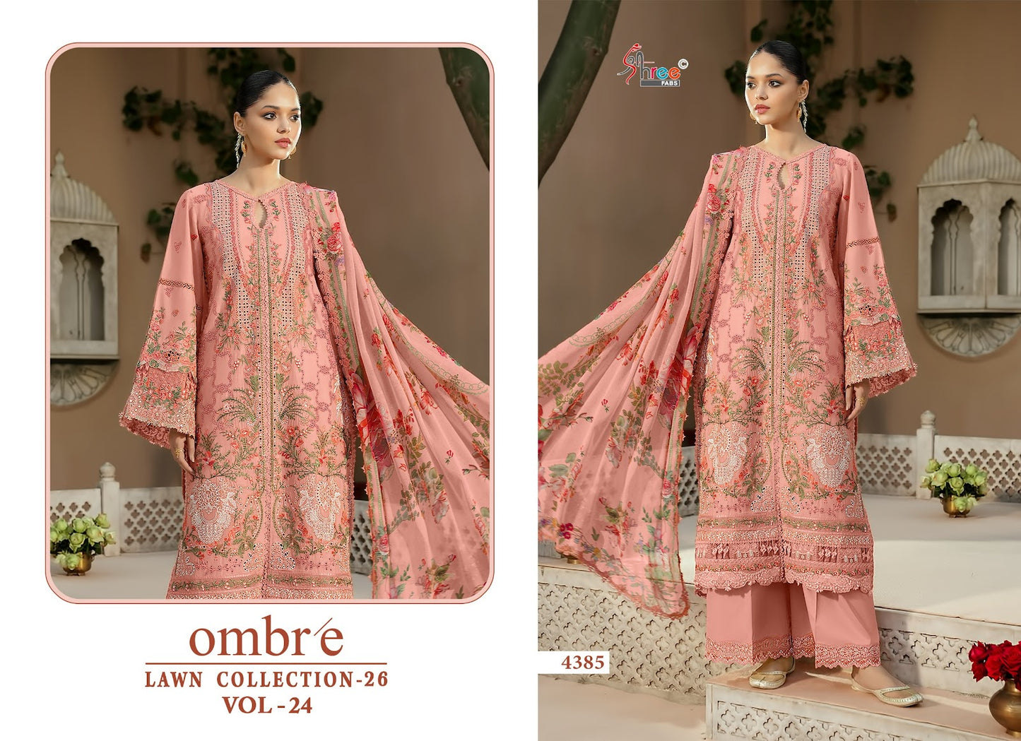 Ombre Vol 24 Lawn Collection 26 Shree Fabs Cotton Pakistani Salwar Suits Supplier Ahmedabad