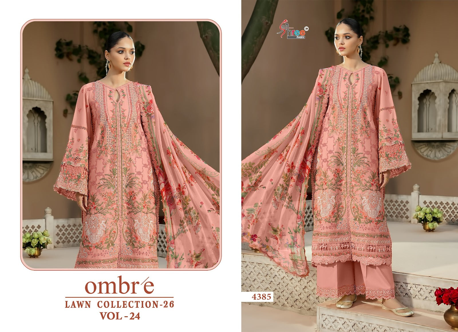 Ombre Vol 24 Lawn Collection 26 Shree Fabs Cotton Pakistani Salwar Suits Supplier Ahmedabad