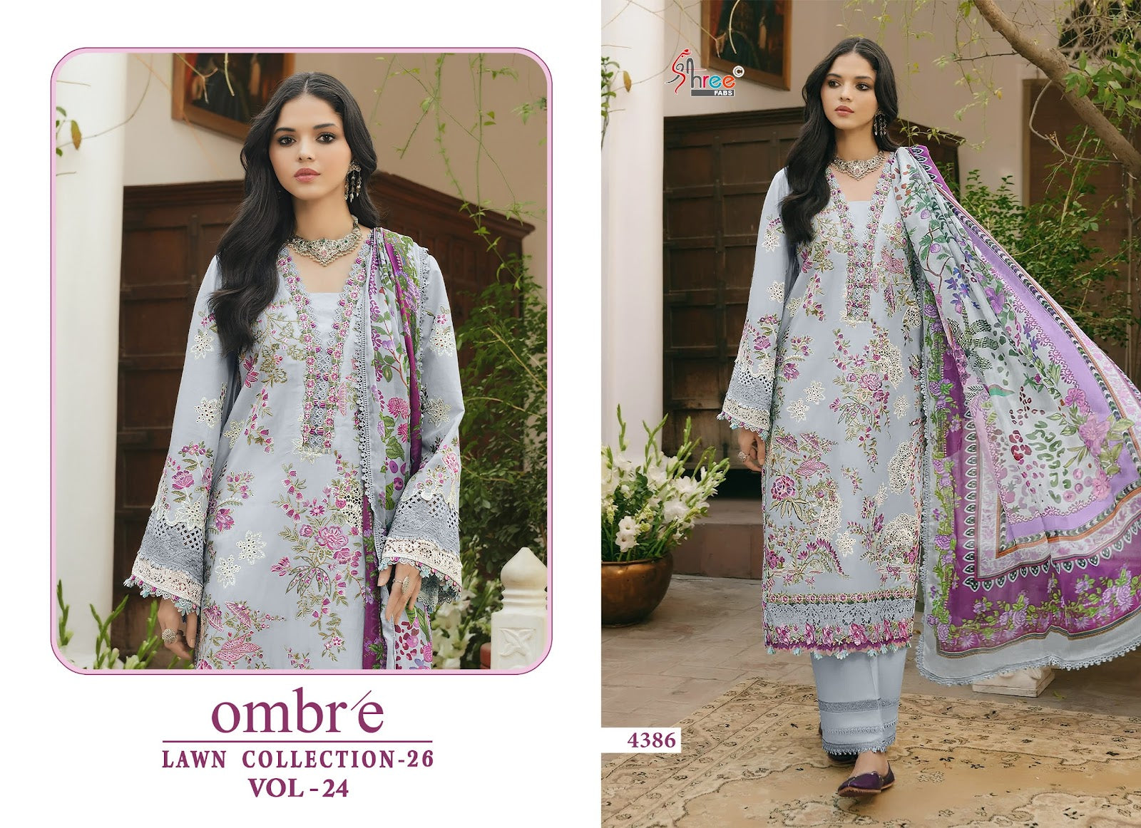 Ombre Vol 24 Lawn Collection 26 Shree Fabs Cotton Pakistani Salwar Suits Supplier Ahmedabad