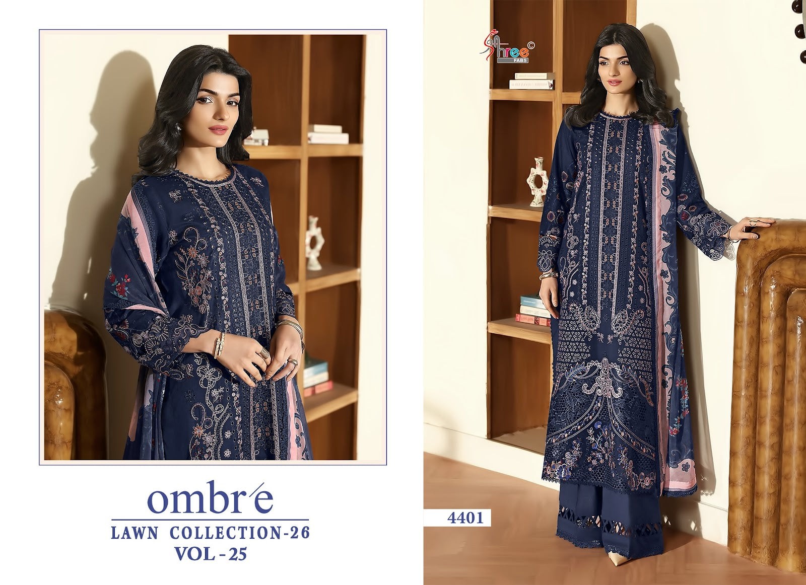 Ombre Vol 25 Lawn Collection 26 Shree Fabs Cotton Pakistani Salwar Suits Wholesaler India