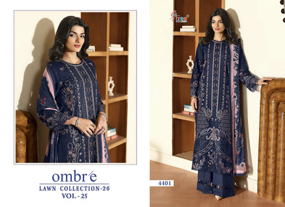 Ombre Vol 25 Lawn Collection 26 Shree Fabs Cotton Pakistani Salwar Suits Wholesaler India