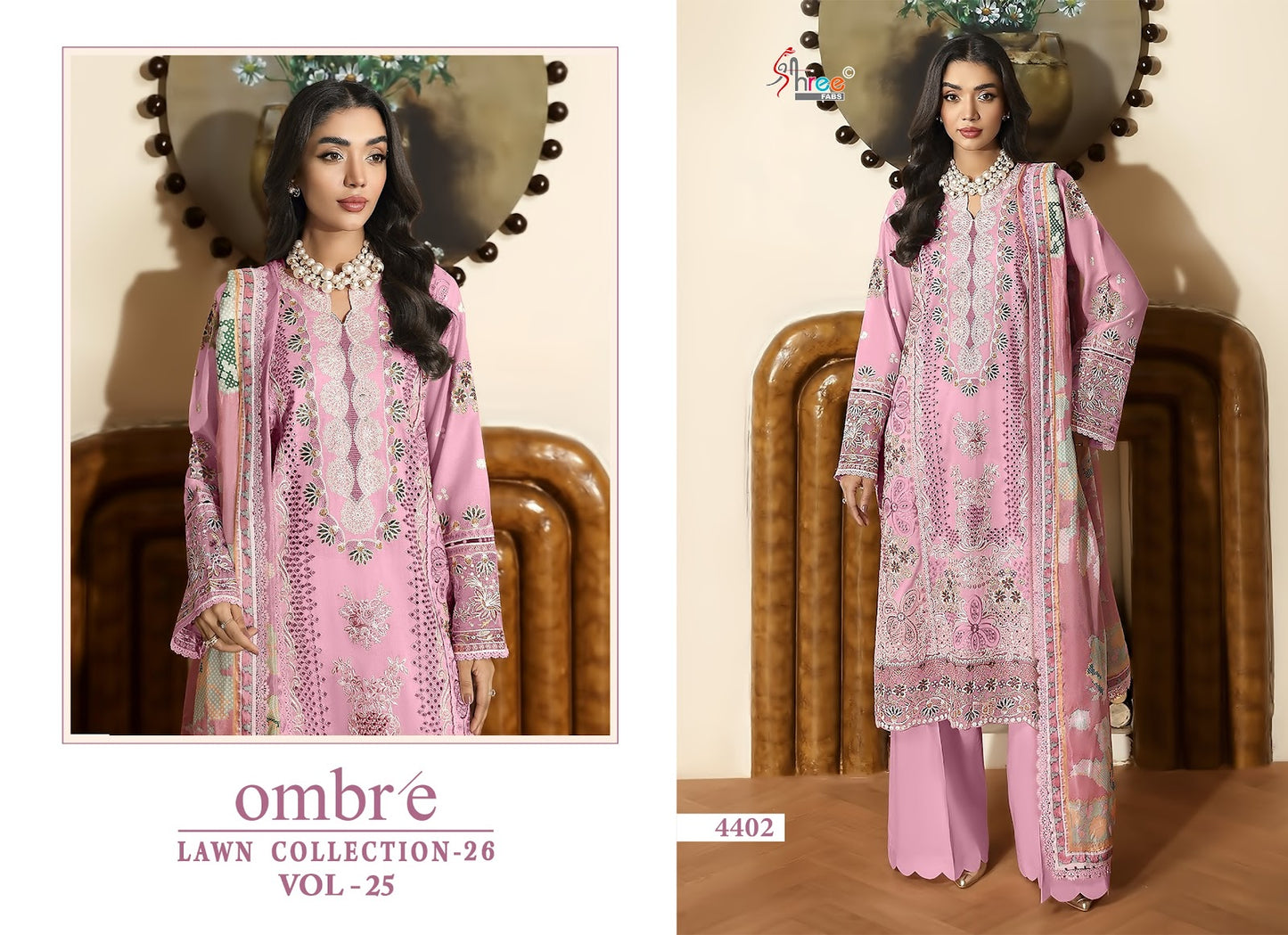 Ombre Vol 25 Lawn Collection 26 Shree Fabs Cotton Pakistani Salwar Suits Wholesaler India