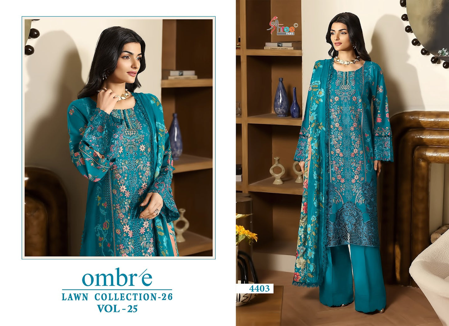 Ombre Vol 25 Lawn Collection 26 Shree Fabs Cotton Pakistani Salwar Suits Wholesaler India