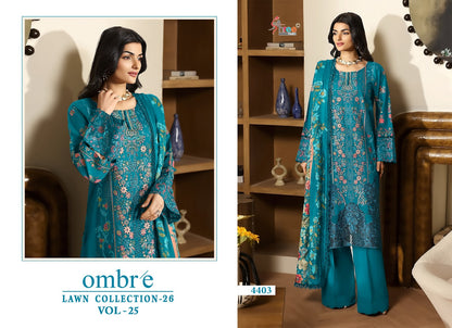 Ombre Vol 25 Lawn Collection 26 Shree Fabs Cotton Pakistani Salwar Suits Wholesaler India