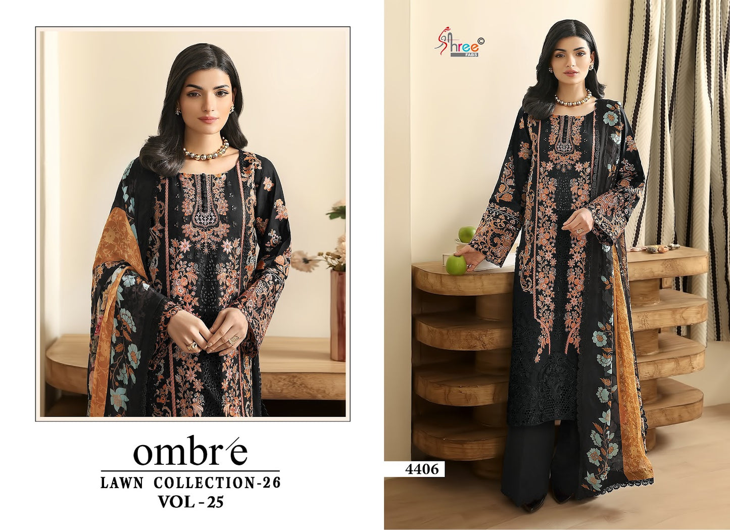 Ombre Vol 25 Lawn Collection 26 Shree Fabs Cotton Pakistani Salwar Suits Wholesaler India
