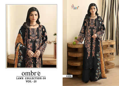 Ombre Vol 25 Lawn Collection 26 Shree Fabs Cotton Pakistani Salwar Suits Wholesaler India