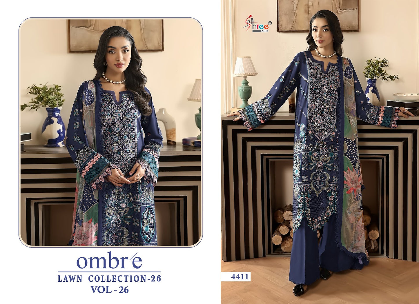 Ombre Vol 26 Lawn Collection 26 Shree Fabs Cotton Pakistani Salwar Suits Manufacturer