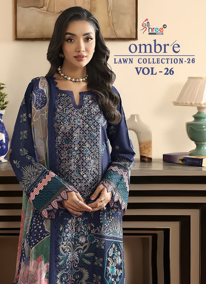 Ombre Vol 26 Lawn Collection 26 Shree Fabs Cotton Pakistani Salwar Suits Manufacturer