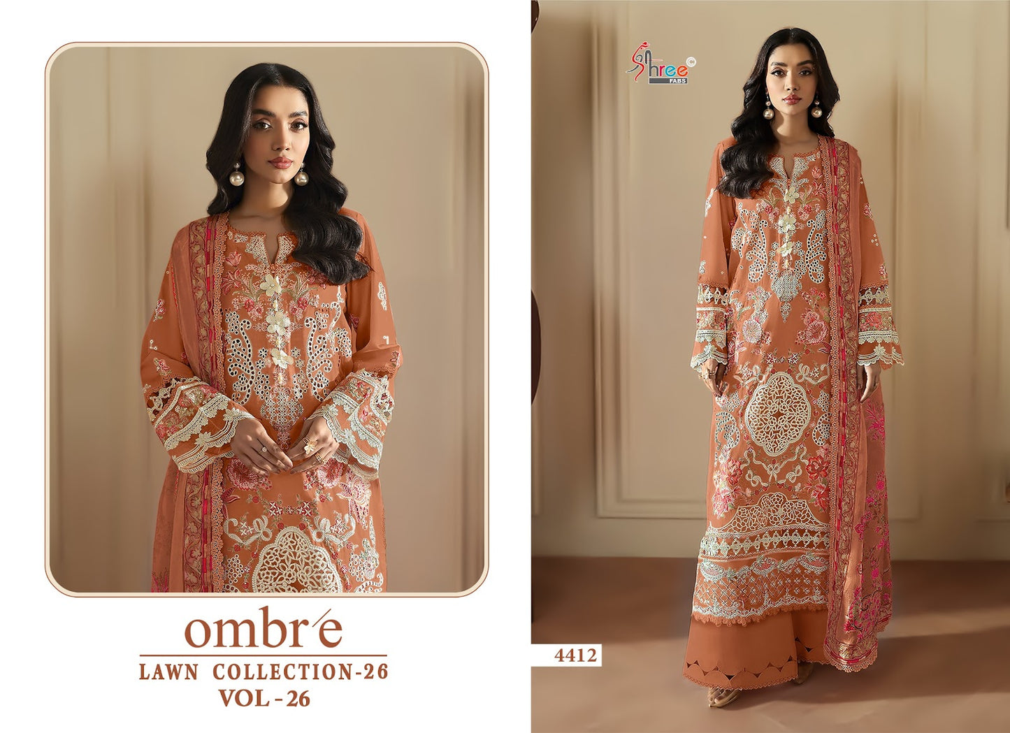 Ombre Vol 26 Lawn Collection 26 Shree Fabs Cotton Pakistani Salwar Suits Manufacturer