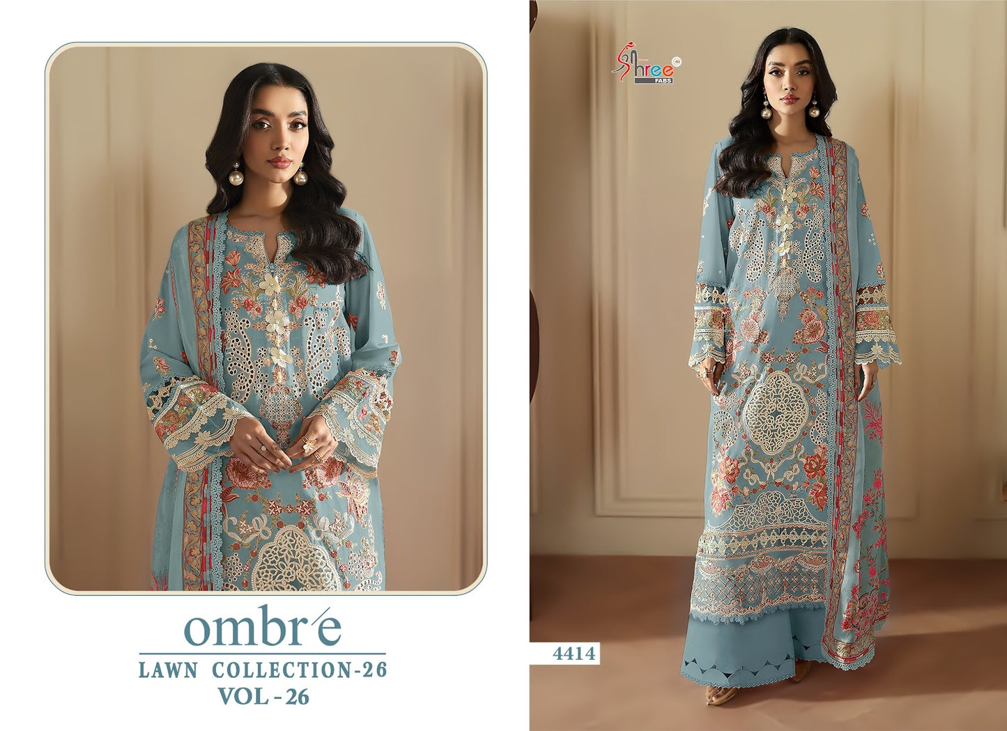 Ombre Vol 26 Lawn Collection 26 Shree Fabs Cotton Pakistani Salwar Suits Manufacturer