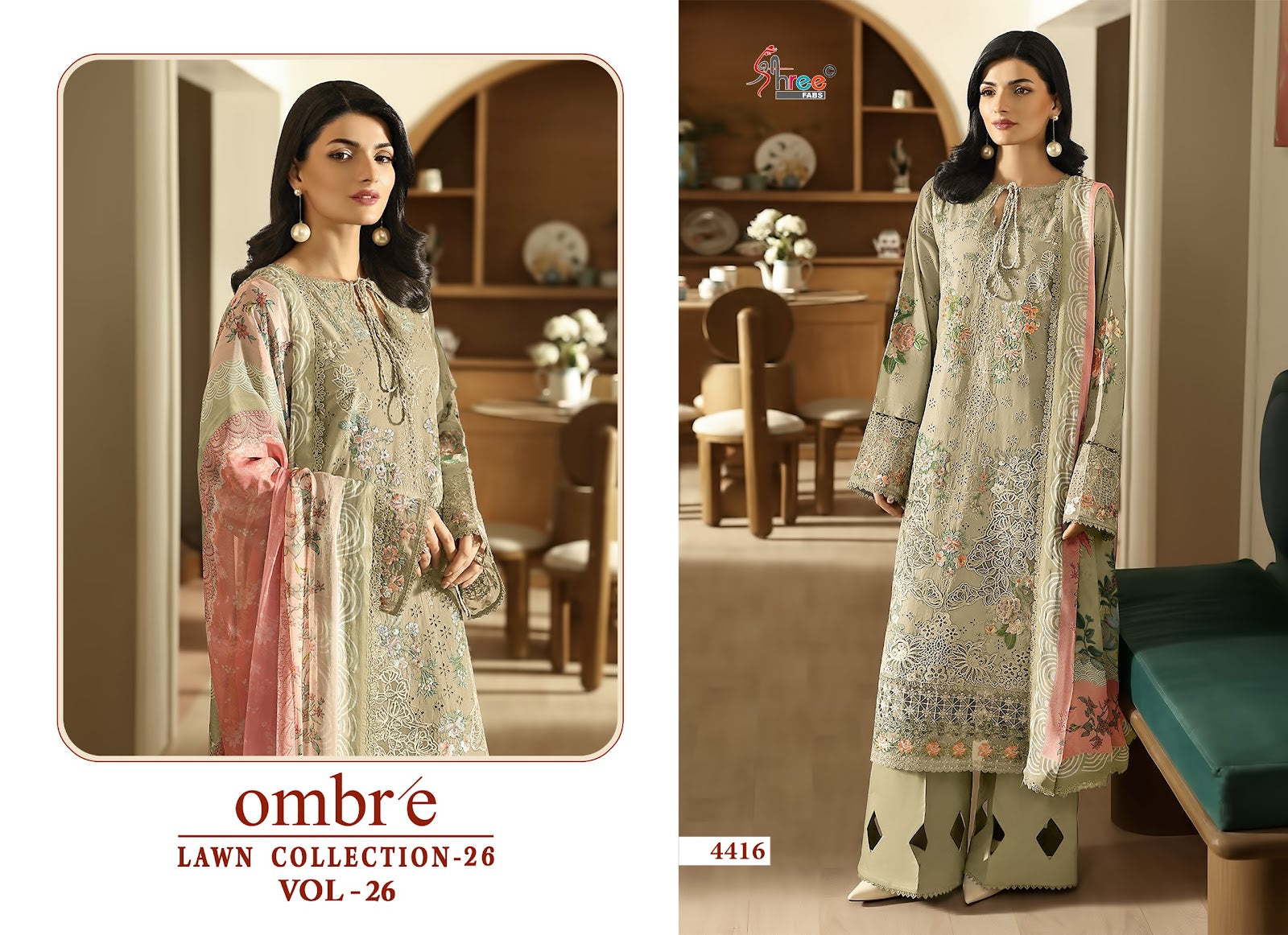 Ombre Vol 26 Lawn Collection 26 Shree Fabs Cotton Pakistani Salwar Suits Manufacturer