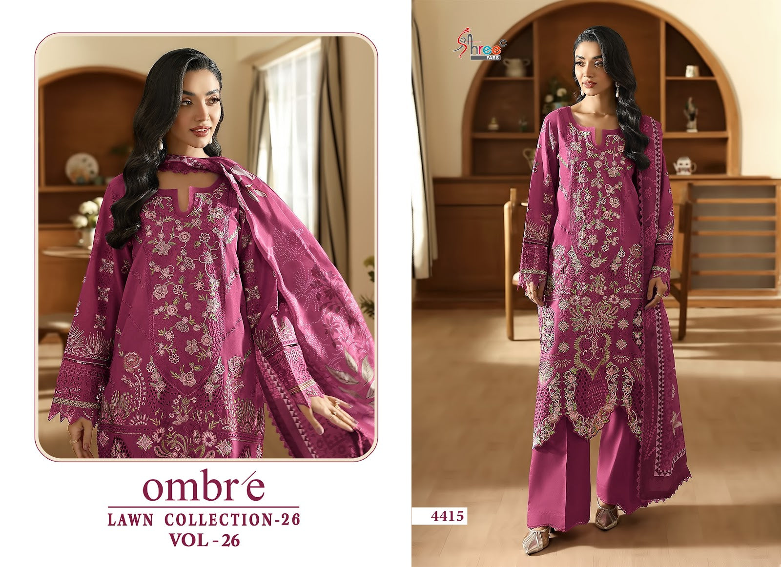 Ombre Vol 26 Lawn Collection 26 Shree Fabs Cotton Pakistani Salwar Suits Manufacturer