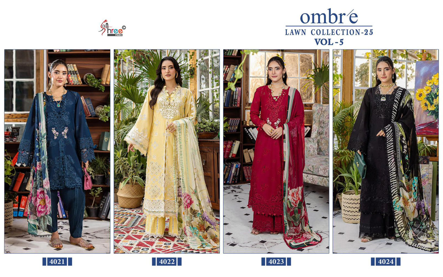 Ombre Vol 5 Lawn Collection 25 Shree Fabs Cotton Pakistani Salwar Suits Manufacturer