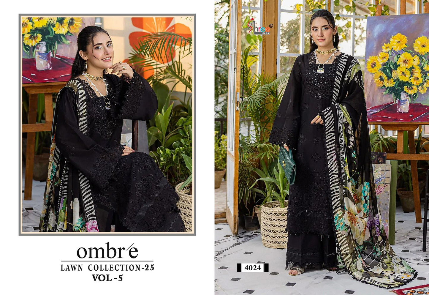 Ombre Vol 5 Lawn Collection 25 Shree Fabs Cotton Pakistani Salwar Suits Manufacturer