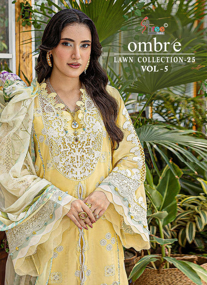 Ombre Vol 5 Lawn Collection 25 Shree Fabs Cotton Pakistani Salwar Suits Manufacturer